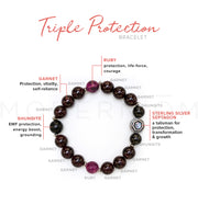 Garnet Triple Protection Bracelet with Ruby & Shungite